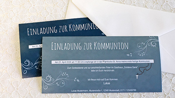 Einladungskarte zur Kommunion